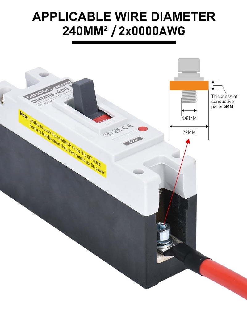 DIHOOL Heavy Duty Battery Disconnect Switch, 400 Amp DC Circuit Breaker for Boat Trolling Motor Marine ATV Trailer - Image 2